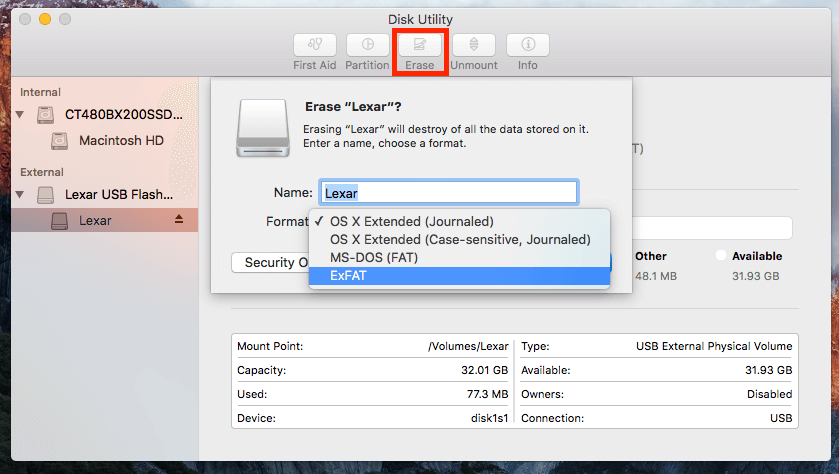 format usb key for mac
